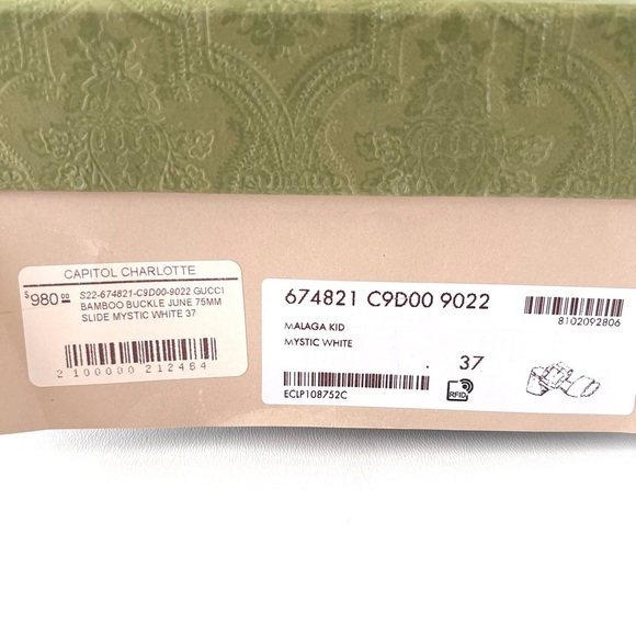 GUCCI | Bamboo Buckle Mystic White Leather Mule Slide High Heel EU 37 - Picture 16 of 16